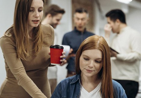 Insurance advisors meeting with clients